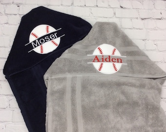 Personalized Baseball Hooded Towel Baseball Bath Decor Baseball Bath Towel Sports Towel Kids Hooded Towel Sports Nursery Baseball Nursery