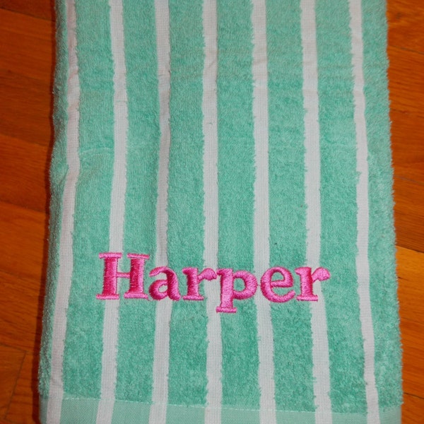 Personalized Beach Towel, Personalized Birthday Gift, Monogrammed Birthday Gift Graduation Gift, Pool Party Favor, Birthday Party Favor
