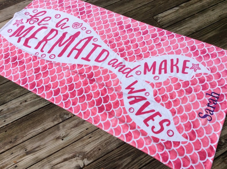 XL Mermaid Personalized Beach Towel Monogrammed Towel Adult Etsy