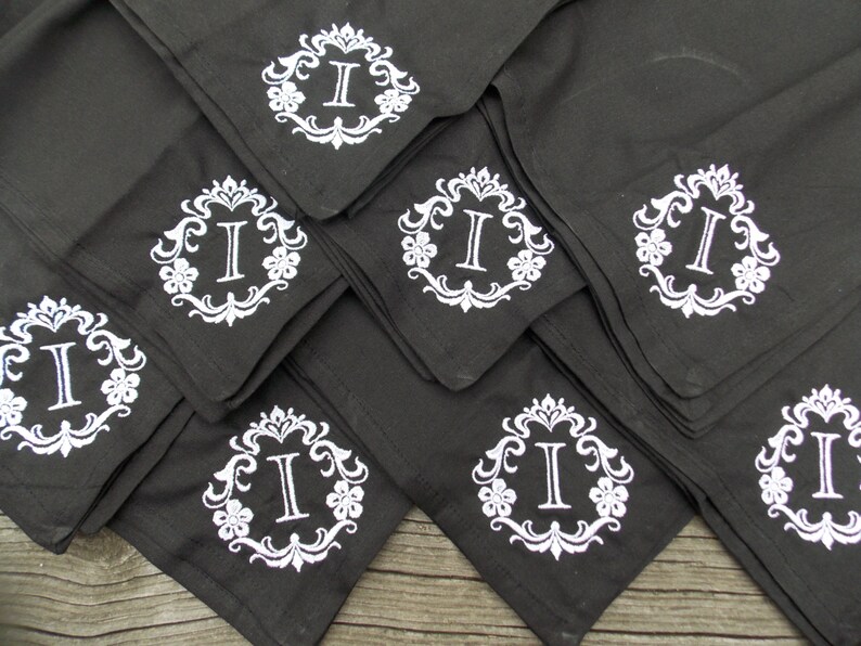 Damask Monogrammed Cloth Napkins Personalized Cloth Napkins Etsy