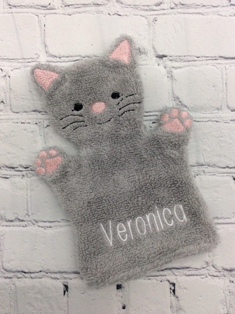 Kids Personalized Towel Ships out in 24 Hours Cotton Bath Cat Decor Kitten Monogrammed Gift READY TO SHIP Cat Hooded Towel