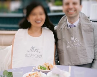 Wedding Bibs, Couples Clothing Protectors, Bridal Shower Gift,  Bachelor Gift, Wedding Clothing Protector, Personalized Adult Bib, bride bib