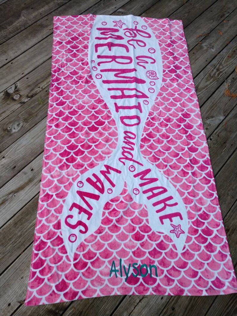 XL Mermaid Personalized Beach Towel Monogrammed Towel Adult Etsy