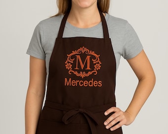 Monogrammed Apron, Kids Personalized Apron, Damask Apron, Adult Apron, Toddler Apron, Art Apron, Kids Party Favor, Birthday Party Gift
