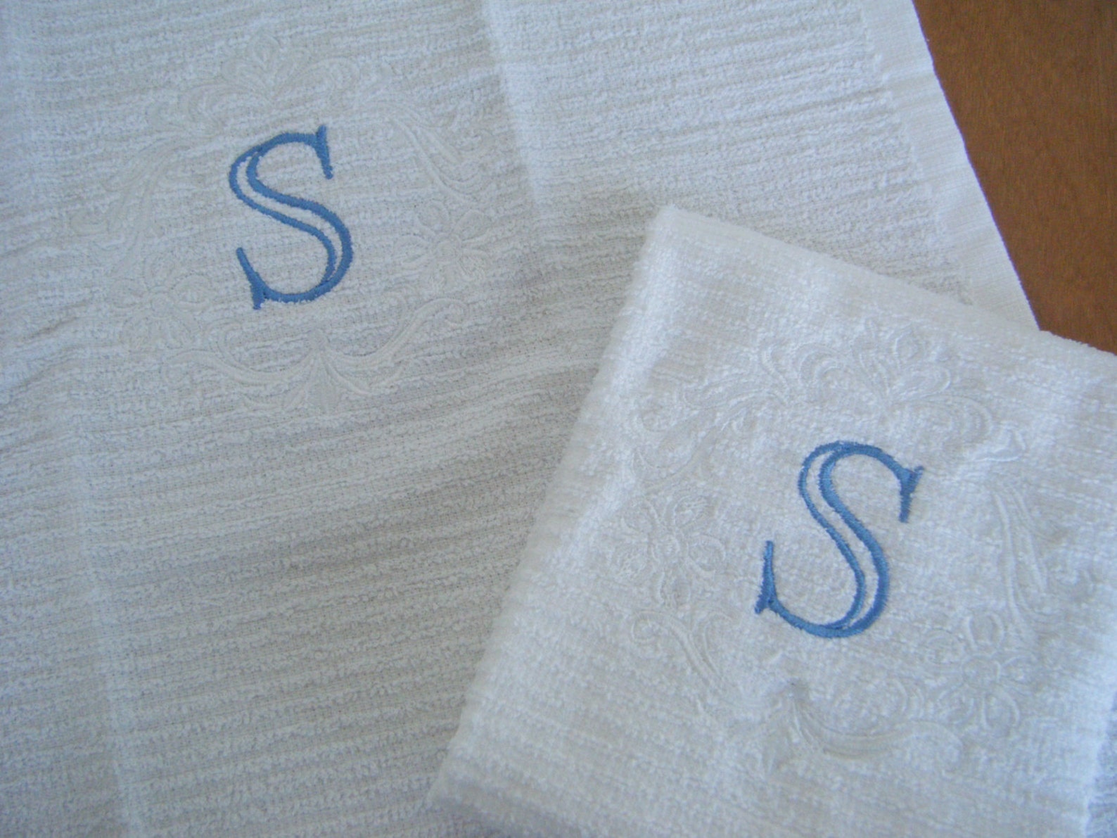 Damask Monogram Kitchen Towel Damascus Kitchen Decor Gift for Etsy