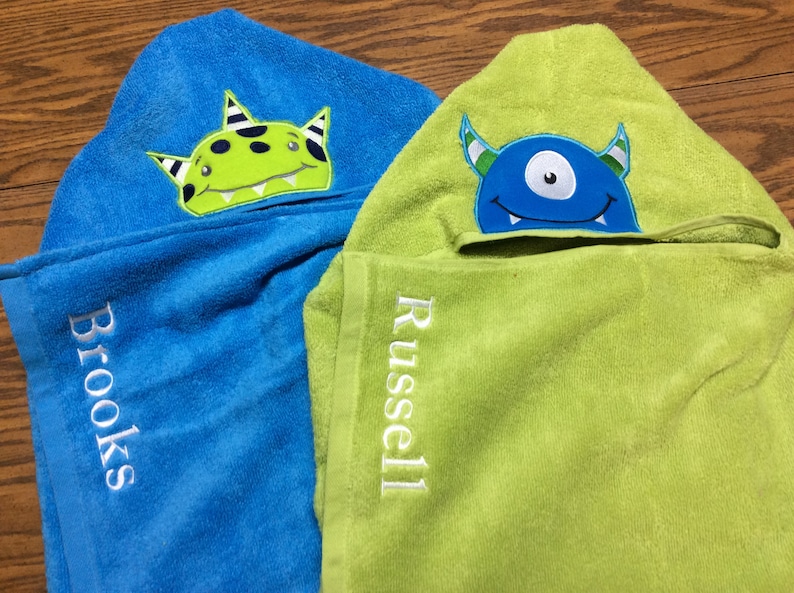 Monster Hooded Towel Personalized Hooded Towel Monogrammed ...