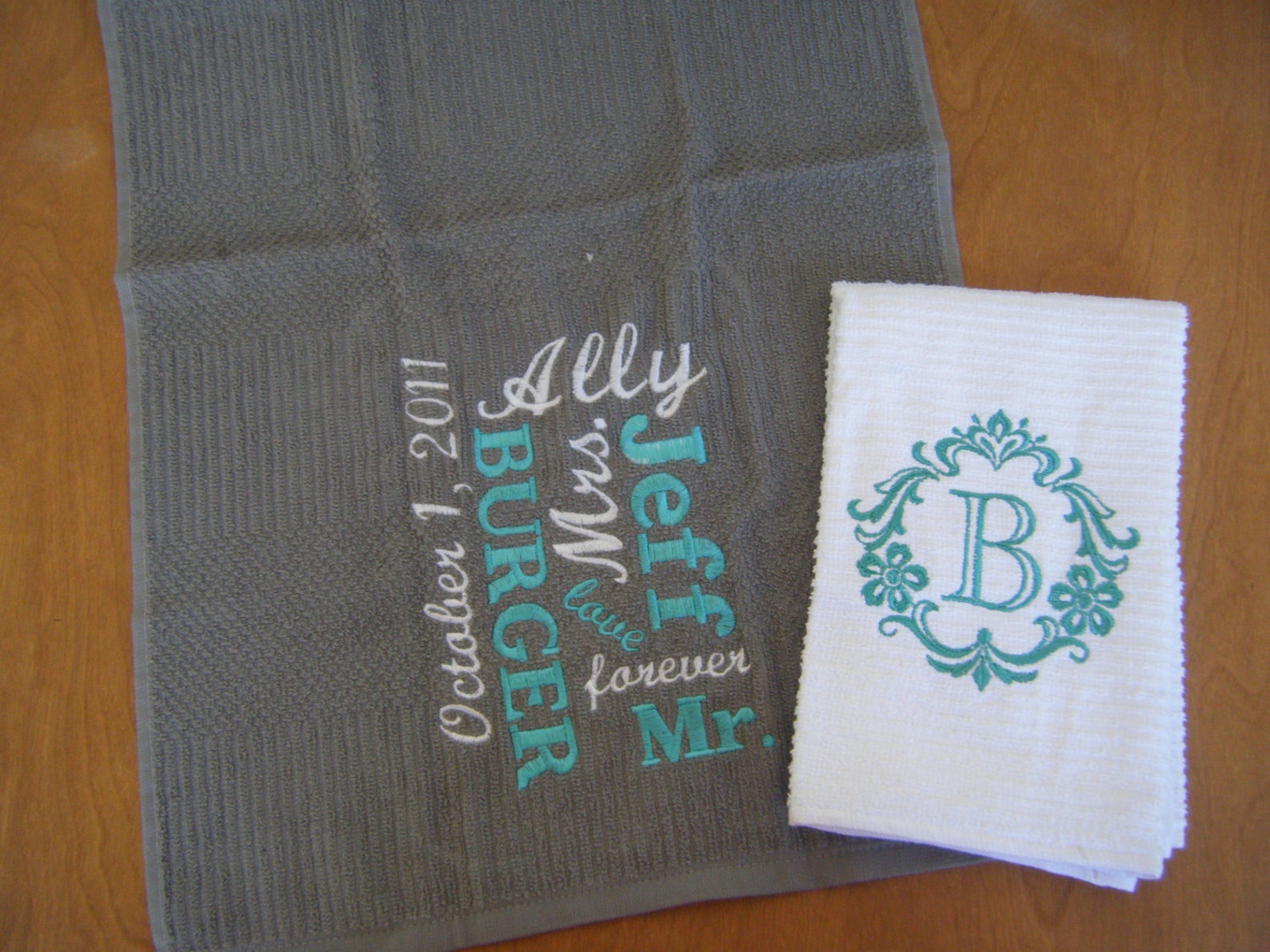 Personalized Kitchen Towel Set Wedding Gift Set Bridal Etsy