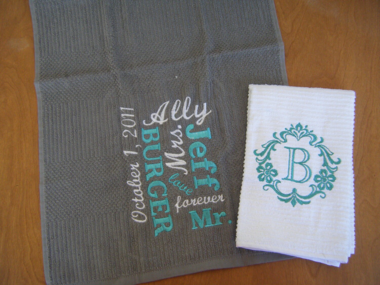 Personalized Kitchen Towel Set Wedding Gift Set Bridal Etsy