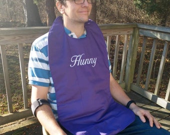 LONG Adult Bib Personalized Adult Bib Personalized Special Needs Bib, Monogrammed Washable Bib, Holiday Adult Bib, 100 Percent Cotton