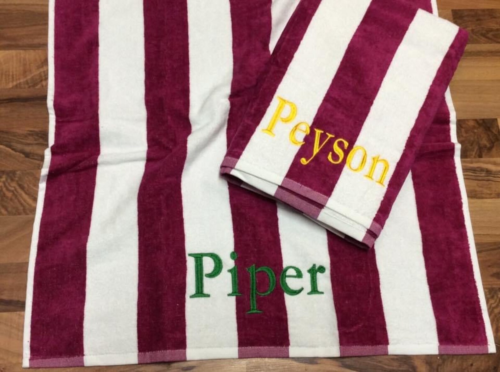 Magenta PLUSH Striped Personalized Beach Towel Monogrammed Etsy