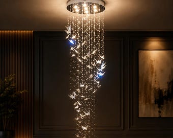 Handgefertigte Kristall Schmetterling Kronleuchter, Moderne Treppen Pendelleuchte