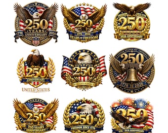 USA 250 PNG Bundle, 15 Patriotic Eagle Designs, America 250th Anniversary PNG, 1776 2026 Freedom Shirt Mug Wall Art