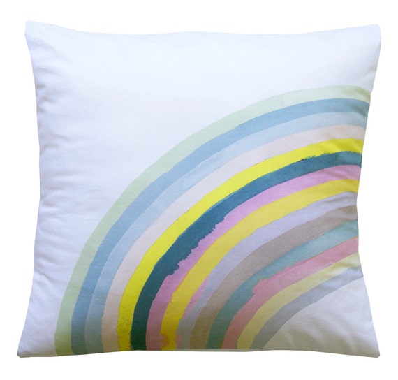 Items similar to CUSHION Rainbow watercolour on Etsy