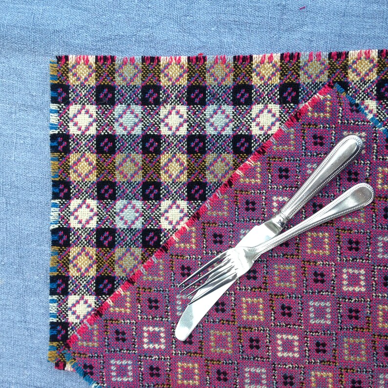 Welsh Tapestry Place Mats Teal Pink Gold Etsy