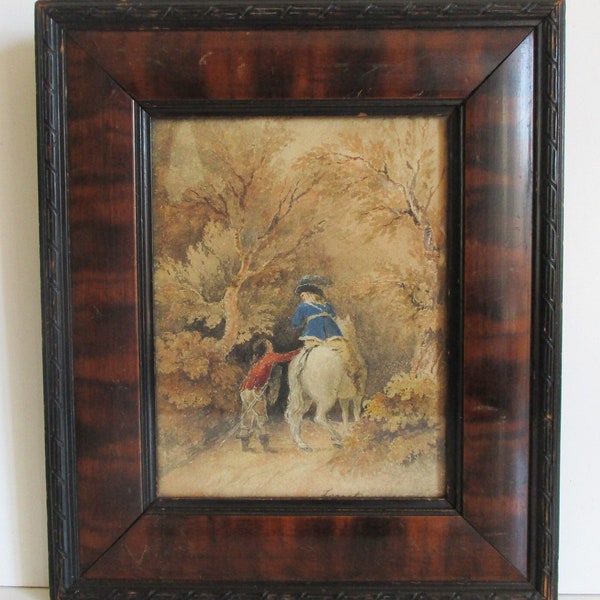 Antique french watercolor Signed 1900s Vintage Musketeer painting France Tableau aquarelle ancienne Mousquetaire