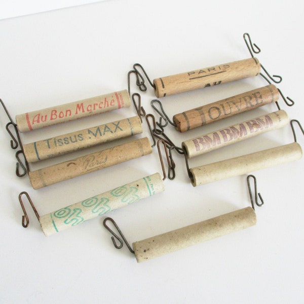 10 vintage french bag's handles 1940s, Paris, Au Bon Marché, Printemps, Samaritaine, Antique, Poignées sac