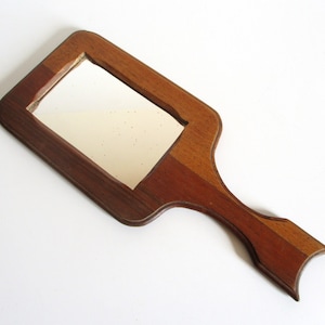 Vintage hand wooden mirror 1960s, Danish Modernist nordic style, Shaving mirror, Miroir de barbier bois, Antique Home decor, Retro bathroom