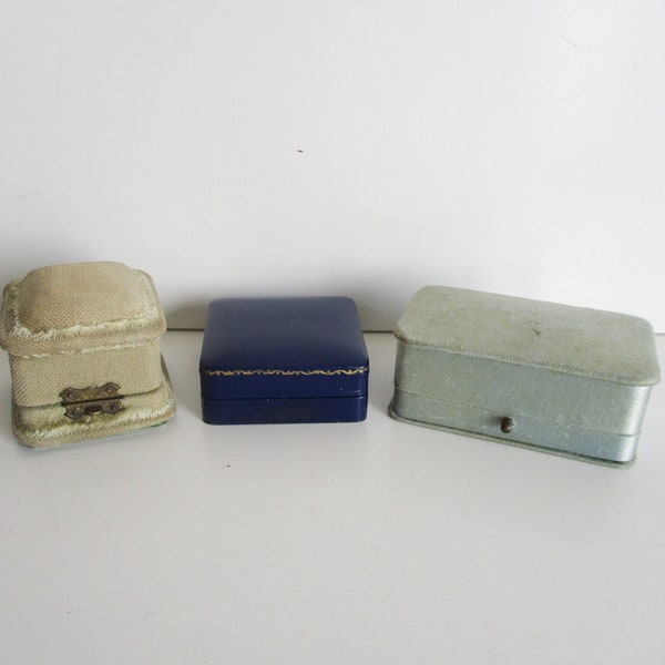 3 antique italian jewellery boxes, 1930s Vintage blue green box, Jewel Italy, Etui écrin à bijoux, Italie