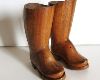 Buty vintage z drewna, sztuka ludowa, lata 50., ręcznie robione, antyczne, ręcznie rzeźbione drewniane chodaki, buty Botte chaussure art populaire bois