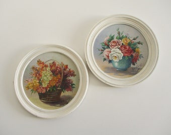 2 antyczny francuski obraz olejny w stylu vintage z ramą, 1900, bukiet kwiatów Francja Tableau Fleurs Peinture à l'huile ancienne