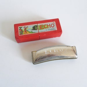 Vintage antique german Harmonica M.Hohner Echo Original box Musical instrument