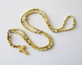 Antique vintage Rosary Cross 1800s 1900s 1st Communion Chapelet ancien, Mother of pearls, France