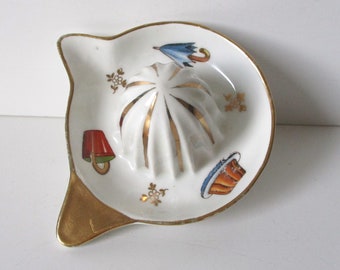 Zabytkowa francuska mała wyciskarka do cytryny, lata 50. XX wieku, Porcelana Francja Fine China, Presse citron, Porcelana