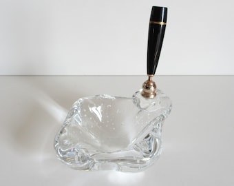 Vintage französischer Stifthalter Antikes Glas 1950er Mid century,Porte Crayon Stylo Verre Bulle, Büro, Präsident, Frankreich