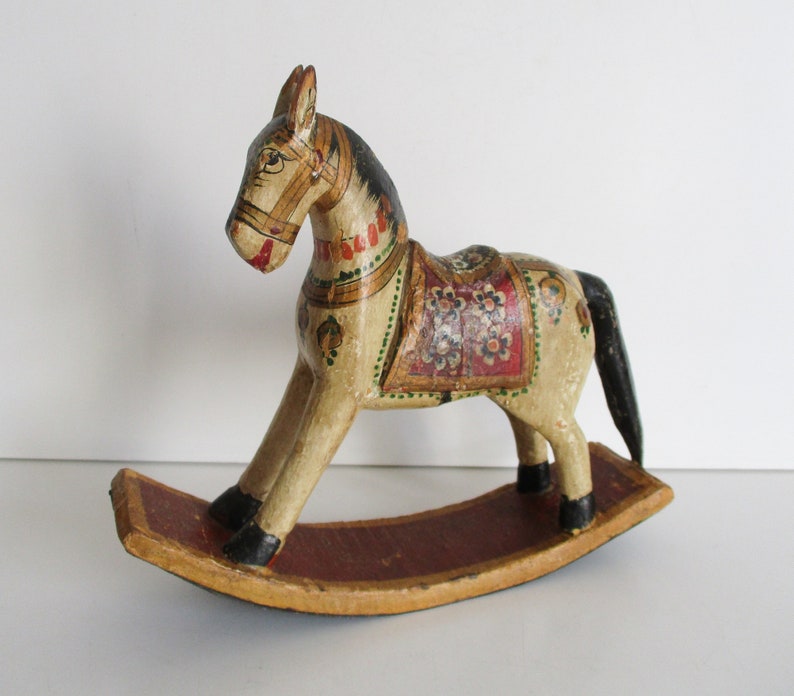 Vintage Wooden Horse Ornement India 1950s Antique Hand Etsy