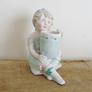 Antike französische Biskuitfigur, Vintage Biscuit Statue, 1920er Jahre, Porzellan, Statuette, Porcelaine France