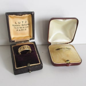2 antique french jewellery boxes, 1930s Vintage burgundy brown box, Jewel France, Etui écrin à bijoux, Paris
