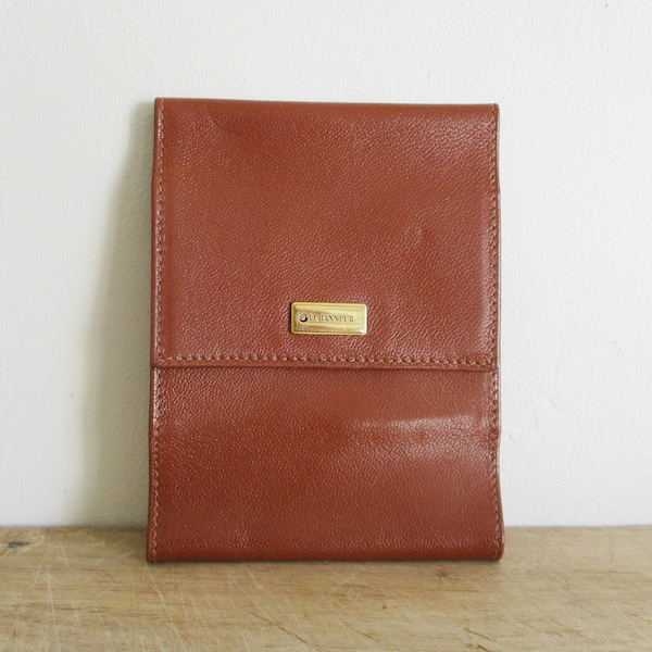 Vintage french card paper holder LE TANNEUR, Brown Leather Wallet, 1980s, France, Paris, Luxe, Fashion, Porte carte papiers