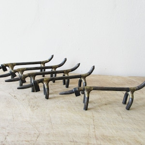 5 vintage french knife rests, 1950s Metal bronze brass Animal, Porte-couteaux metal, Antique Home decor, France