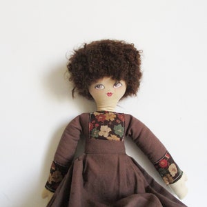 Vintage french rag doll Catherine Jounot 1970s, Fabric collectible signed doll, France,  Poupée poupon bébé ancien tissu, Toy Jouet