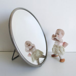 Vintage french little barber mirror, 1940s, Shaving mirror, Miroir de barbier, Antique Home decor, Retro bathroom