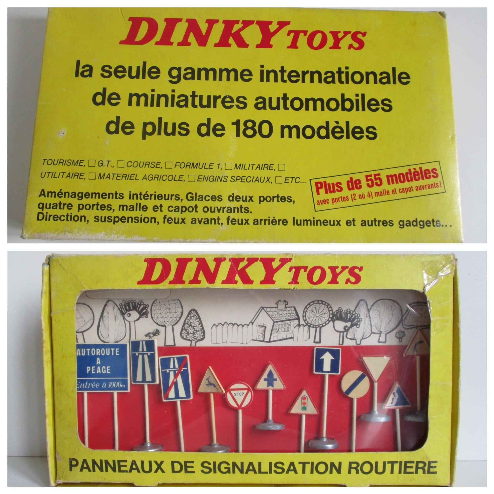 6 Panneaux De Signalisation Meccano Dinky Toys 1959 + Enseigne BP – échelle 1:43