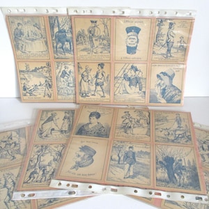 70 antique french riddle cards, 1910s, Vintage print chromo, Carte devinette ancienne France