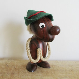 Figurine vintage en bois de teck des années 1950, style Hans Bolling, teck tyrolien scandinave danois de style Hans Bolling, décoration d'intérieur moderniste du milieu du siècle