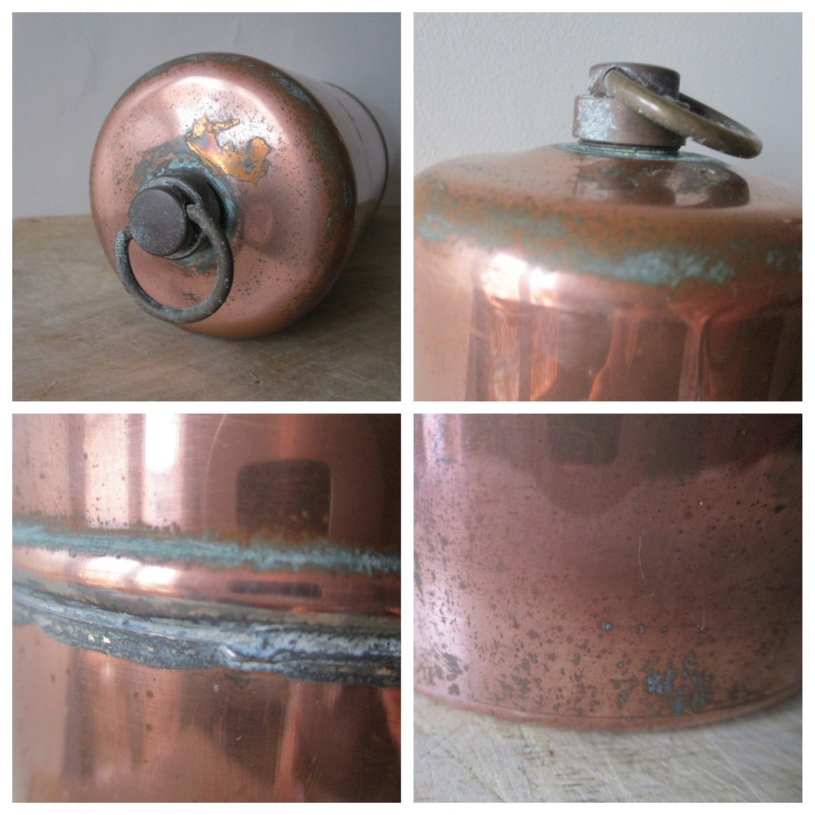 Antique french copper hot water bottle 1920s Vintage bed Etsy