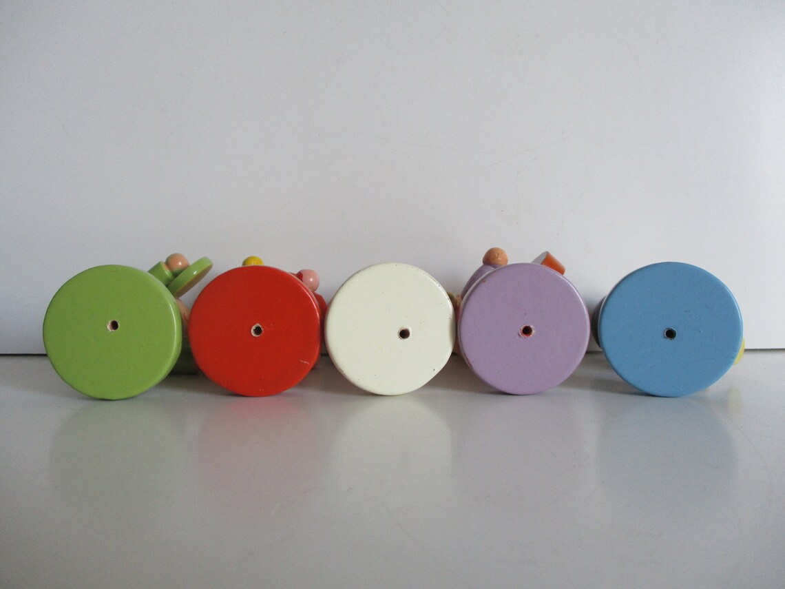 5 Vintage Italian Wooden Figurines SEVI 1980s Toy Jouet Etsy