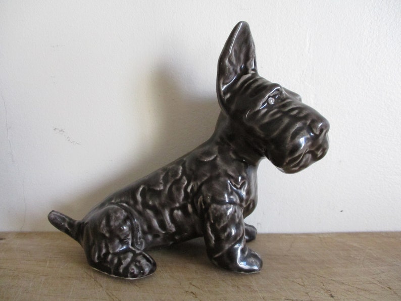 Vintage Ceramic Dog Statue 1950s Mid Century Grey Faience Etsy