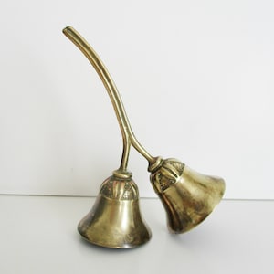 Vintage brass double bell, 1960s Mid century, Home decor, Cloche laiton France