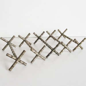 5 Vintage Messerbänkchen, 1930er Jahre, Art Deco, versilbert, Porte-couteaux argenté aus Metall, antikes Wohndekor, Frankreich