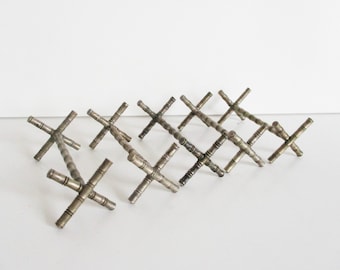 5 zabytkowych francuskich podstawek na noże, lata 30. XX wieku, Art Deco, posrebrzane, Porte-couteaux metal argenté, antyczne dekoracje do domu, Francja
