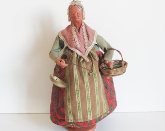 Figurine poupée ancienne femme et cochon français 11 vintage SANTONS YOLANDE France terre cuite | eBay