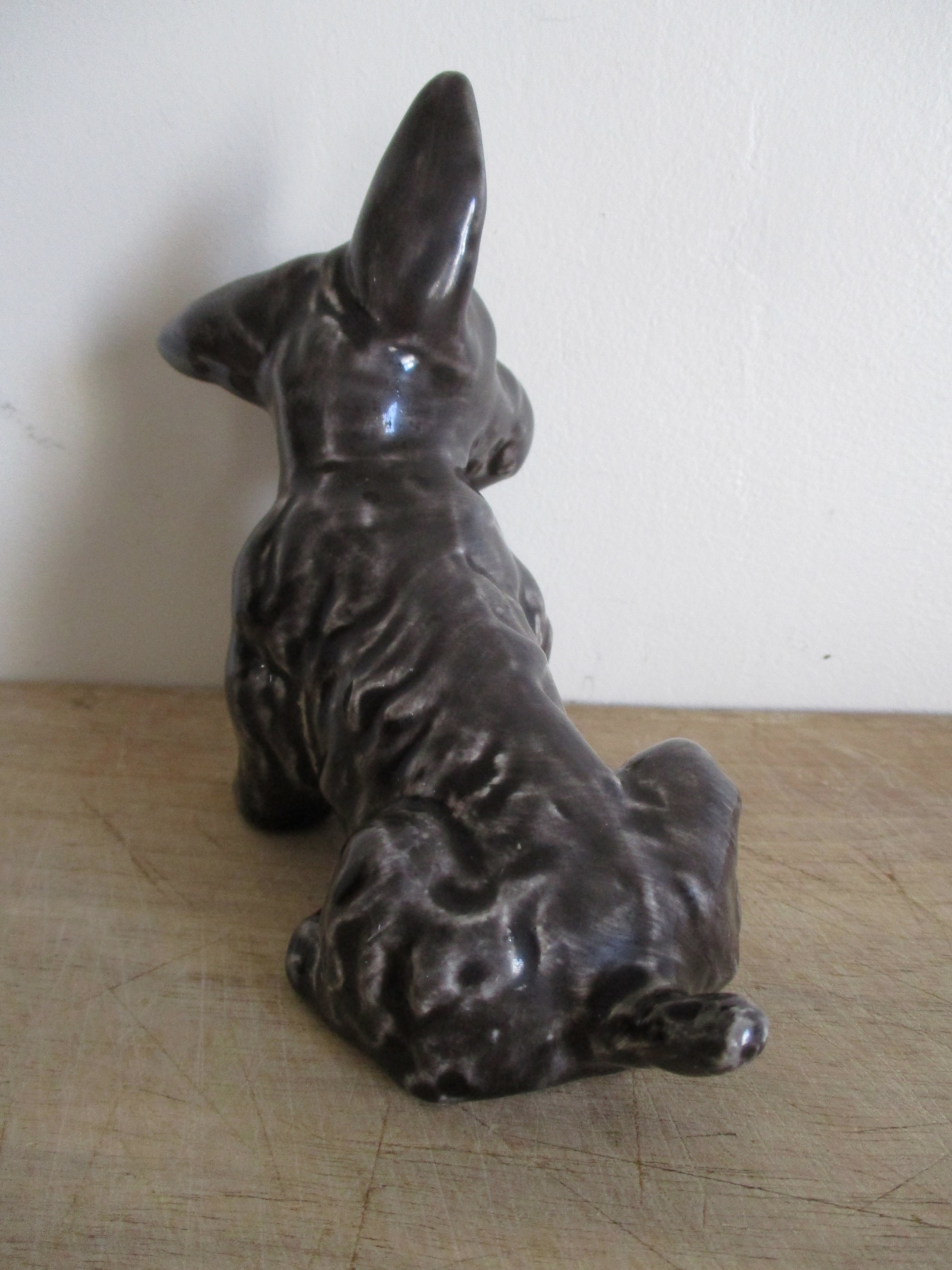 Vintage Ceramic Dog Statue 1950s Mid Century Grey Faience Etsy