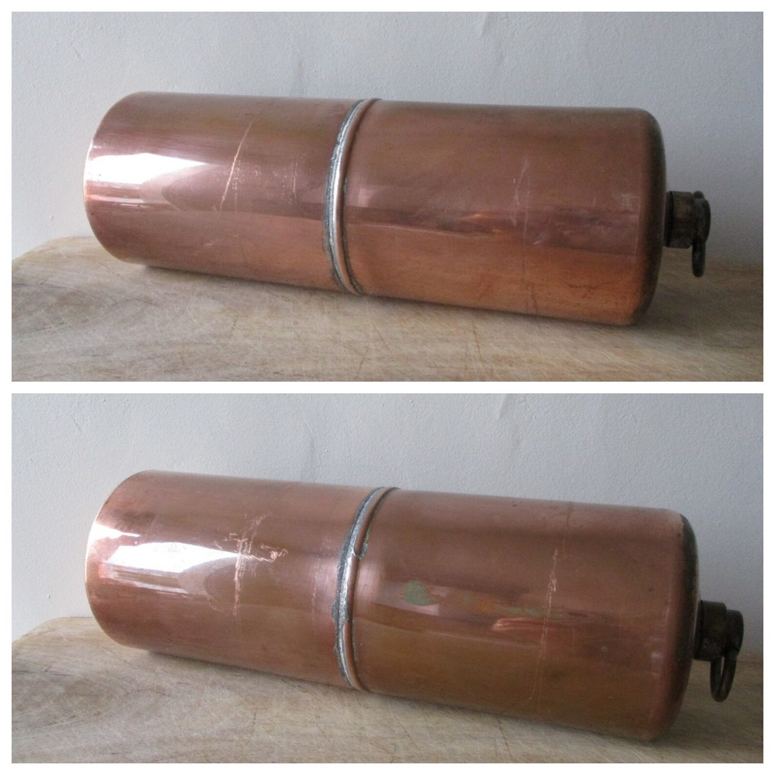 Antique french copper hot water bottle 1920s Vintage bed Etsy