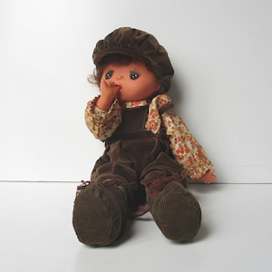 Vintage japanese rag doll Sekiguchi style 1970s, Fabric collectible Gavroche doll, France,  Poupée poupon bébé ancien tissu, Toy Jouet