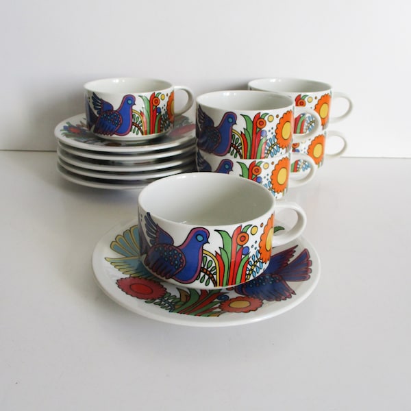 vintage : UNE tasse et UNE soucoupe Acapulco Villeroy & Boch années 1970, Chocolate Tea Coffee cup Tasse soucoupe chocolat Café au lait, Bowl