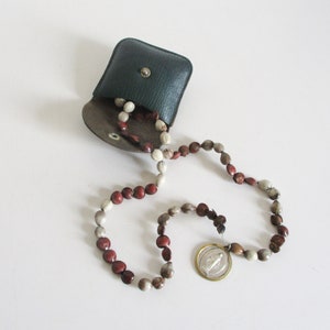 Antique French rosary Cross Mary 1800s, seeds and shells Folk Art, Chapelet ancien en graines coquillages France